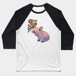 Schwein und Eichhörnchen Baseball T-Shirt